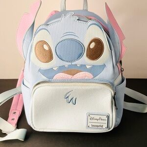 Disney Parks Loungefly Stitch Mini Backpack Blue Pink Lilo & Stitch